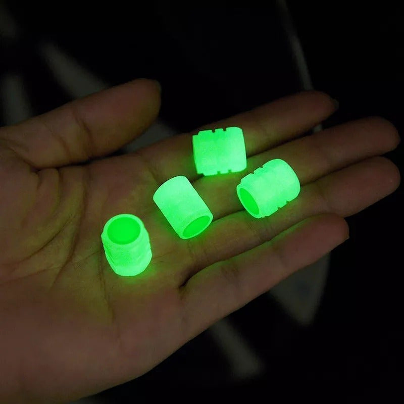 Set X4 Tapa Válvula Flúor Auto Moto Bici Universal Luminosa
