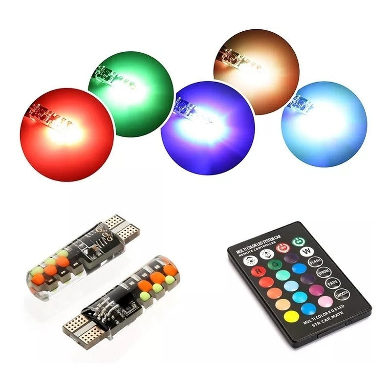 T10- Cola De Pescado Led Cob Rgb Multicolor + Control / R&c