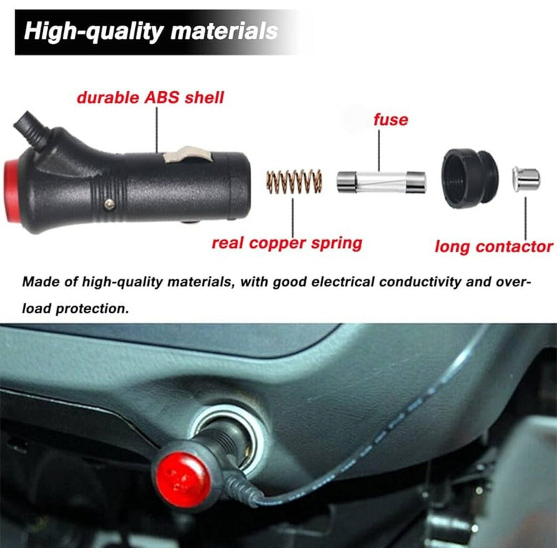 Cable Adaptador Cenicero Con Botón 12v-24v + Fusible 20a