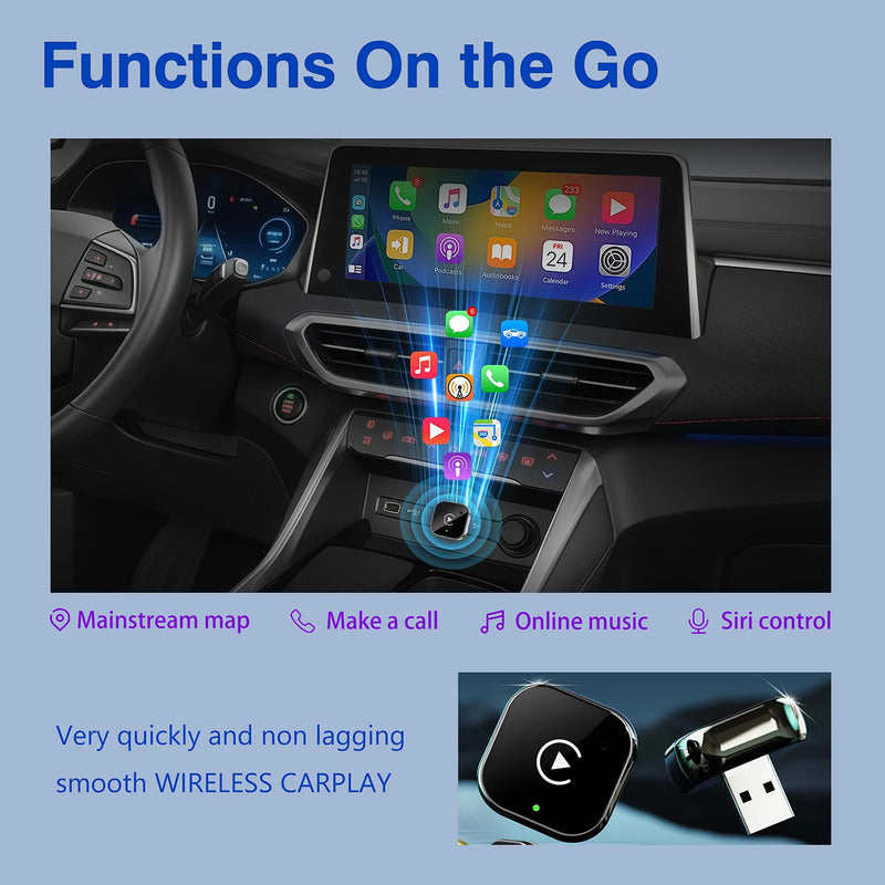 Adaptador Inalámbrico Androidauto Carplay Cn Cable Pendrive Negro 25200