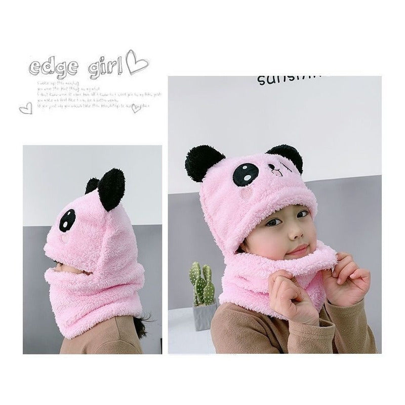 Gorro Con Cuello Para Bebé Niño/a Diseño Invierno Calientito