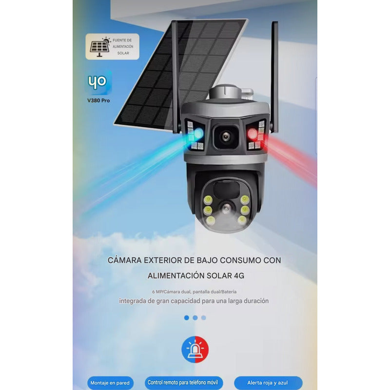 Cámara De Seguridad Inteligente Carga Solar Cn Wifi App 12mp