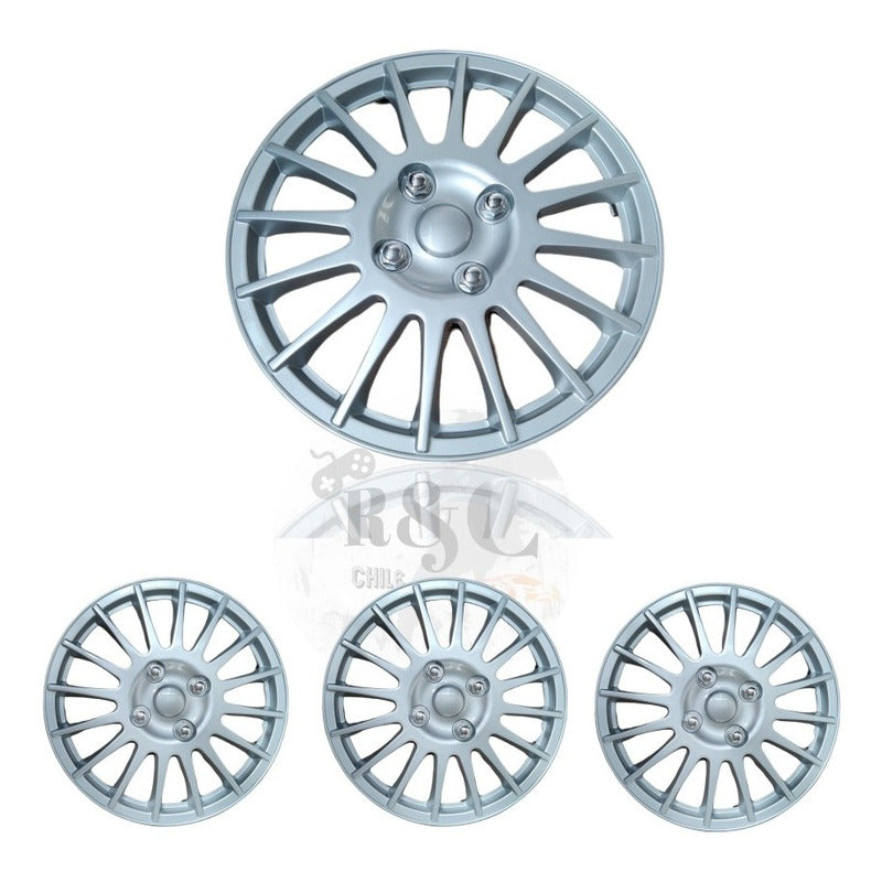 Set Tapa Rueda Aro 14 Cromada Designer X4 Tapas /r&c