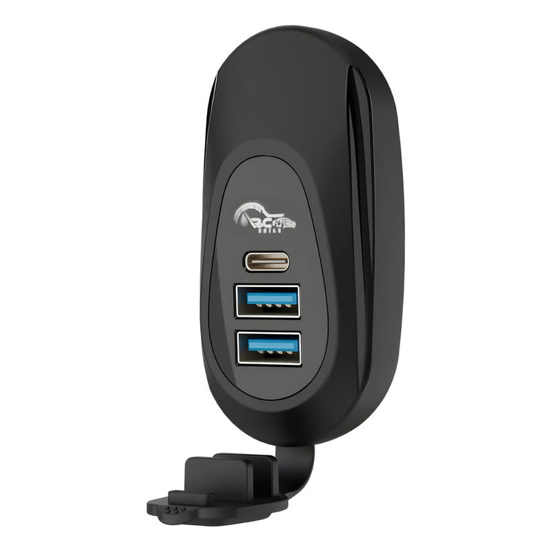 Adaptador Carga Rápida 2 Usb 1 Type C 12-24v Sobrepuesto