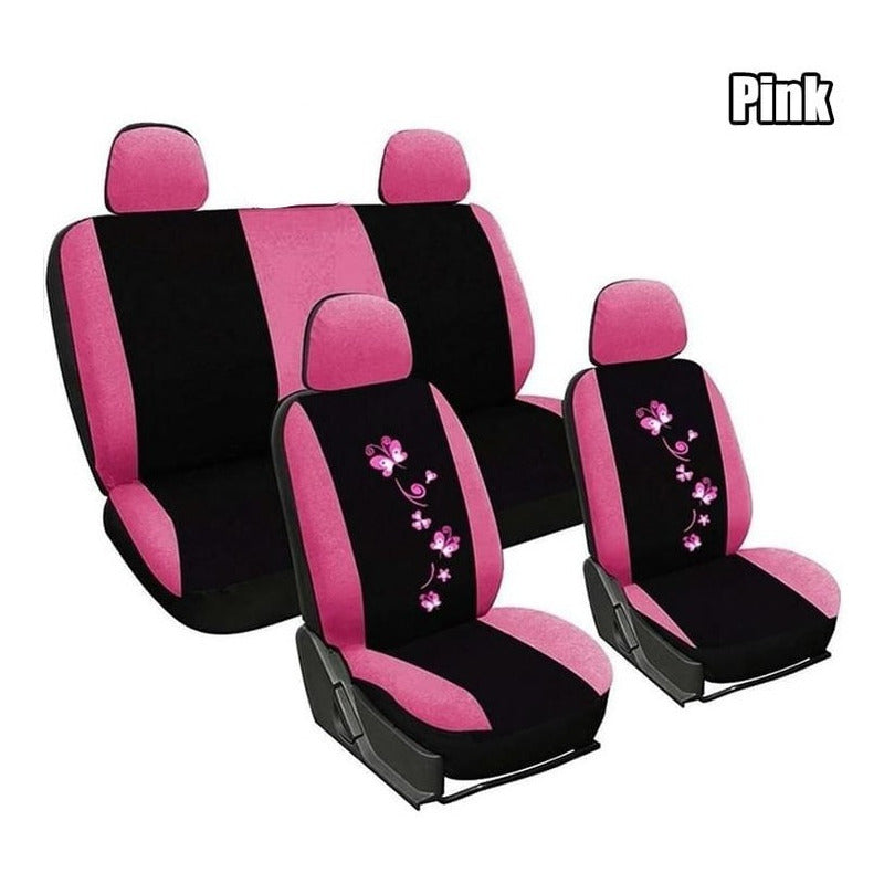 Funda Cubre Asiento Negro-color Mariposa 8pcs Auto Universal
