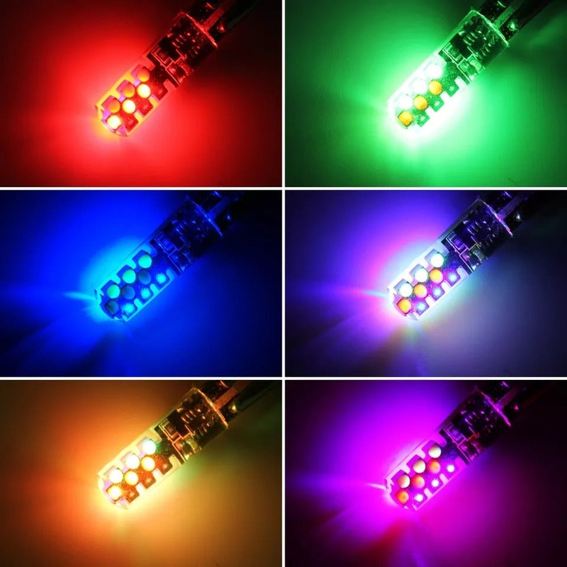 T10- Cola De Pescado Led Cob Rgb Multicolor + Control / R&c
