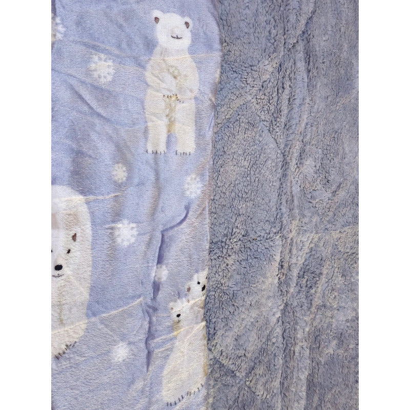 Plumón Cobertor Cubrecama Plush Chiporro Funda 2p Diseños Celeste Mod7 Ositos