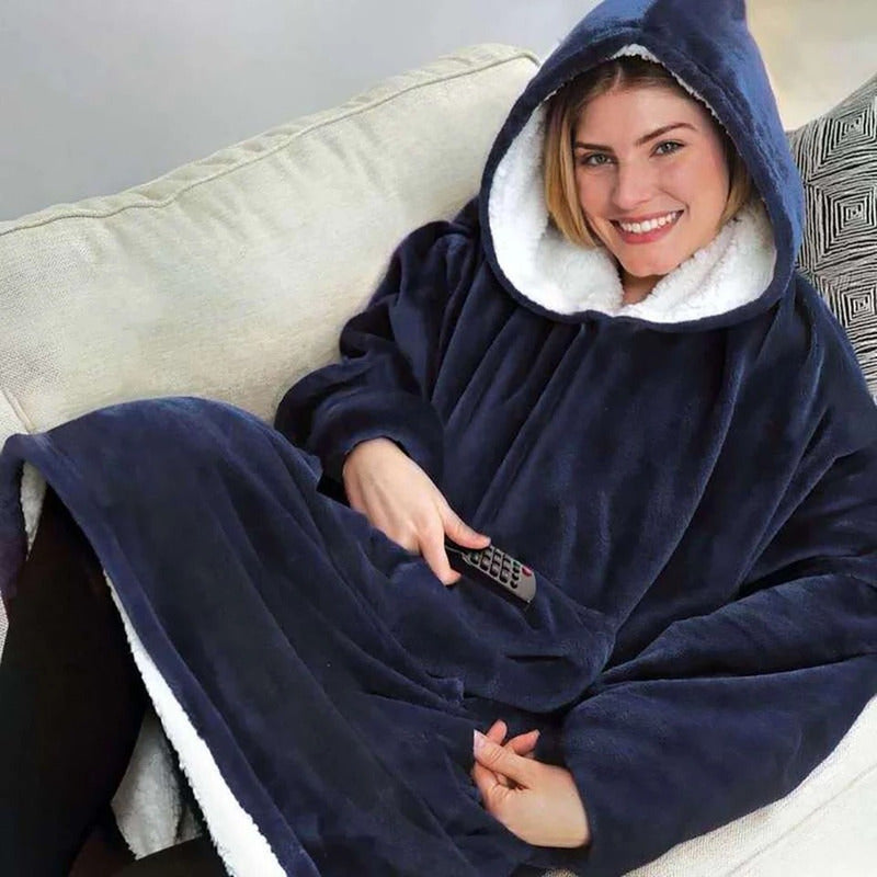 Polerón Con Capucha Sudadera Manta Sherpa Invierno Huggle/r&