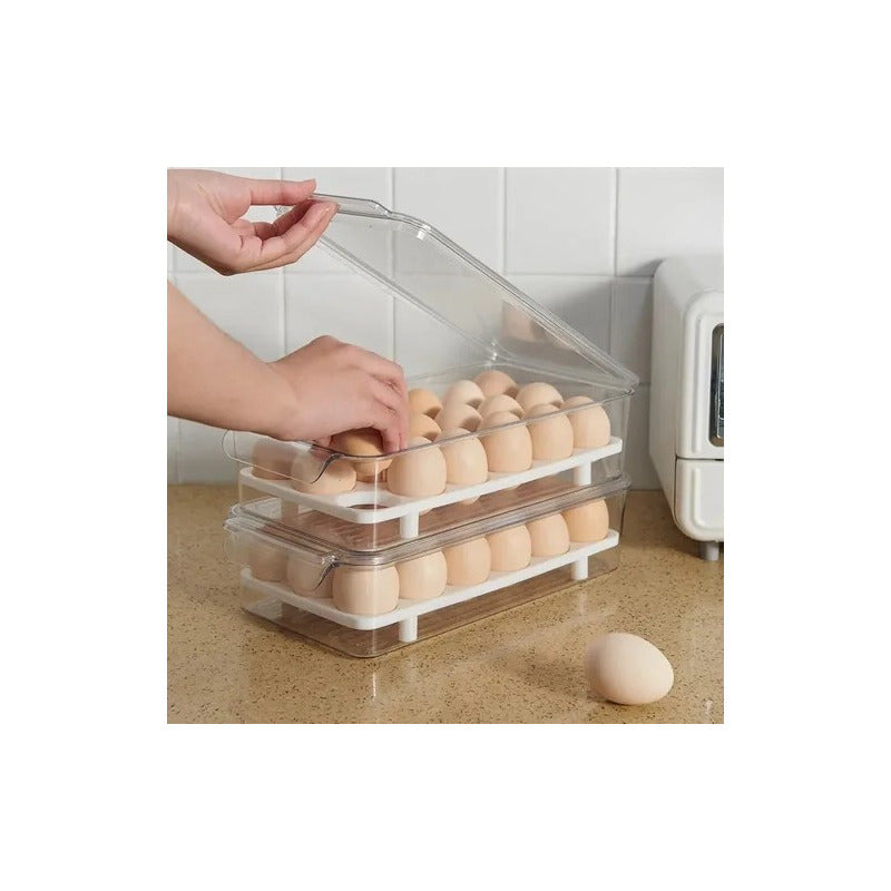 Porta Huevos Organizador De Refrigerador 18 Huevos Con Tapa