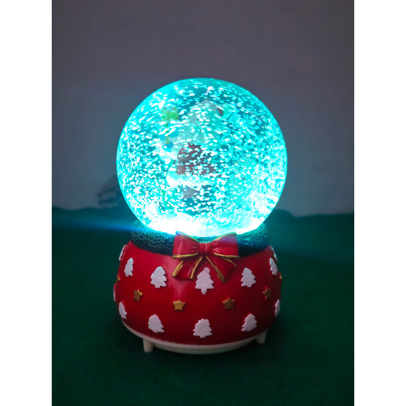 Bola De Nieve Esfera De Cristal Navidad Luz Y Música Decora