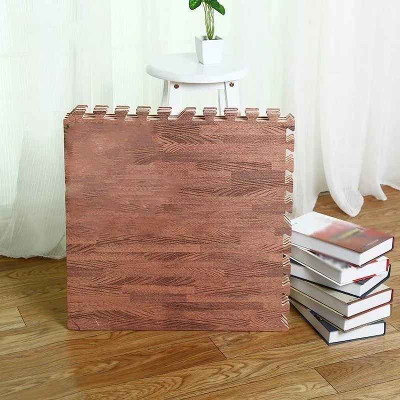 X4 Piso Goma Eva Puzzle Alfombra Madera 60x60x1cm Antigolpe