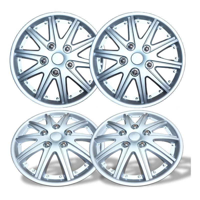 Set Tapa Rueda Aro 14 Cromada Designer X4 Tapas /r&c