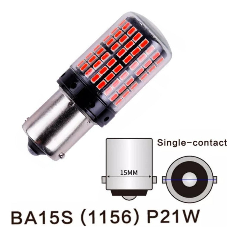 X2 Ampolleta 144 Led Luz Freno Canbus 1 Contacto 1156 Rojo