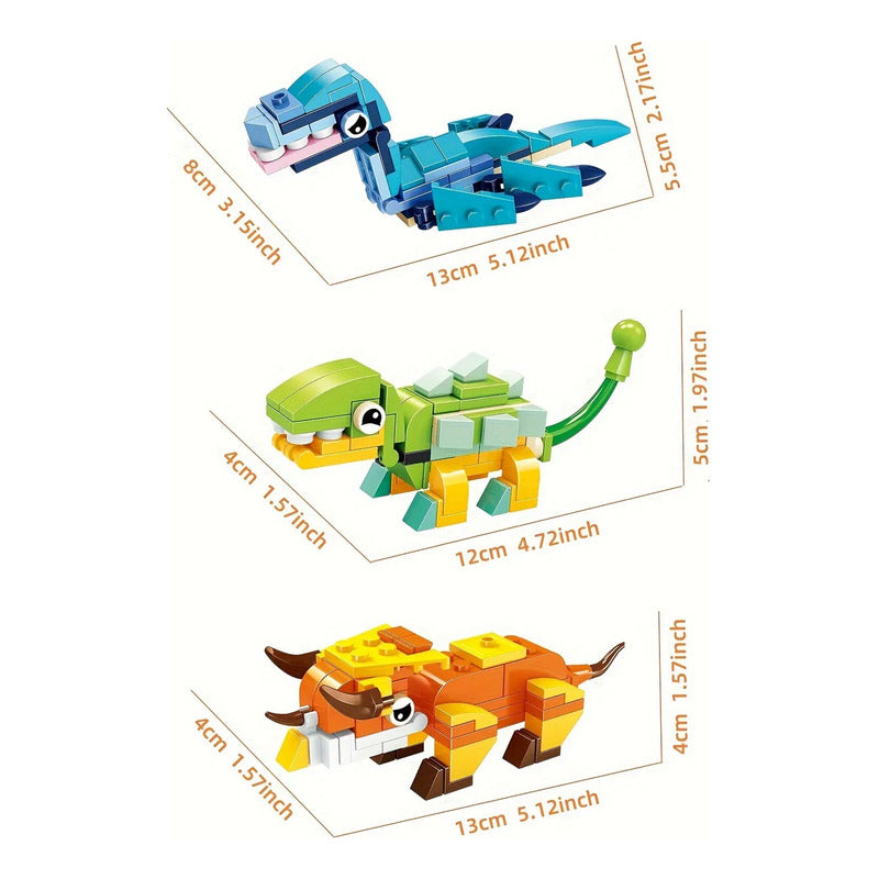 Set Mini Bloques Construcción 6 Dinosaurios En 1 Sorpresa
