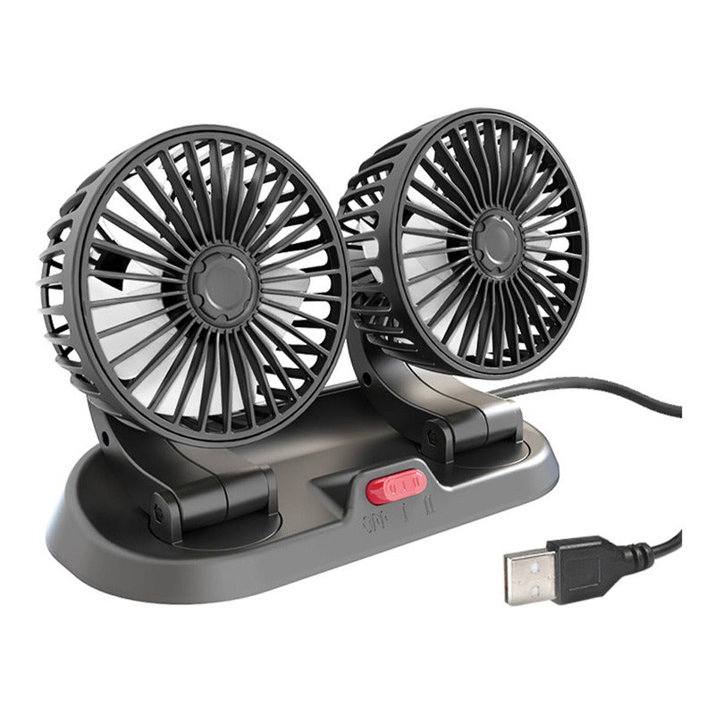 Ventilador Doble Usb Auto Casa Oficina 360° Rotación /r&c