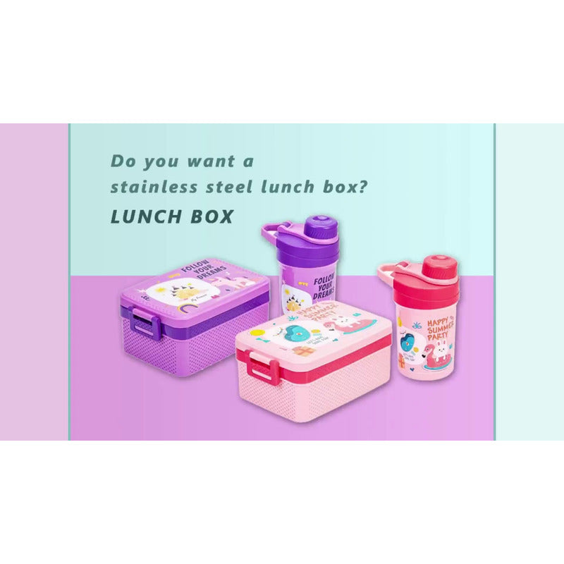 Lonchera Escolar +botella Vianda Lunch Box Contenedor Alimen