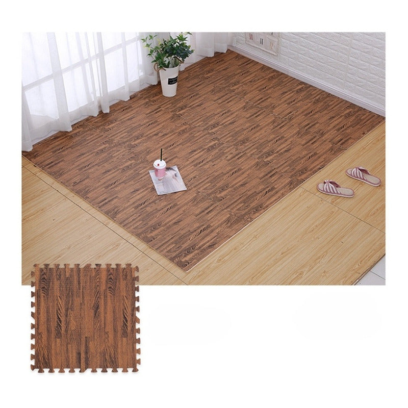 X4 Piso Goma Eva Puzzle Alfombra Madera 60x60x1cm Antigolpe
