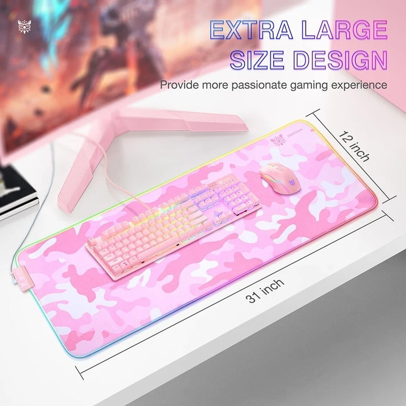 Mouse Pad Gamer Rosa Led Rgb Onikuma G5 Rosa Xl Con Luz