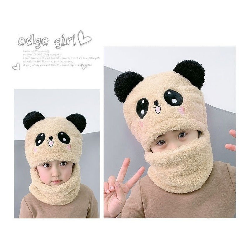 Gorro Con Cuello Para Bebé Niño/a Diseño Invierno Calientito
