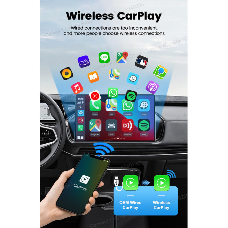 Carlinkit Mini Adaptador Inalámbrico Androidauto Carplay /r&