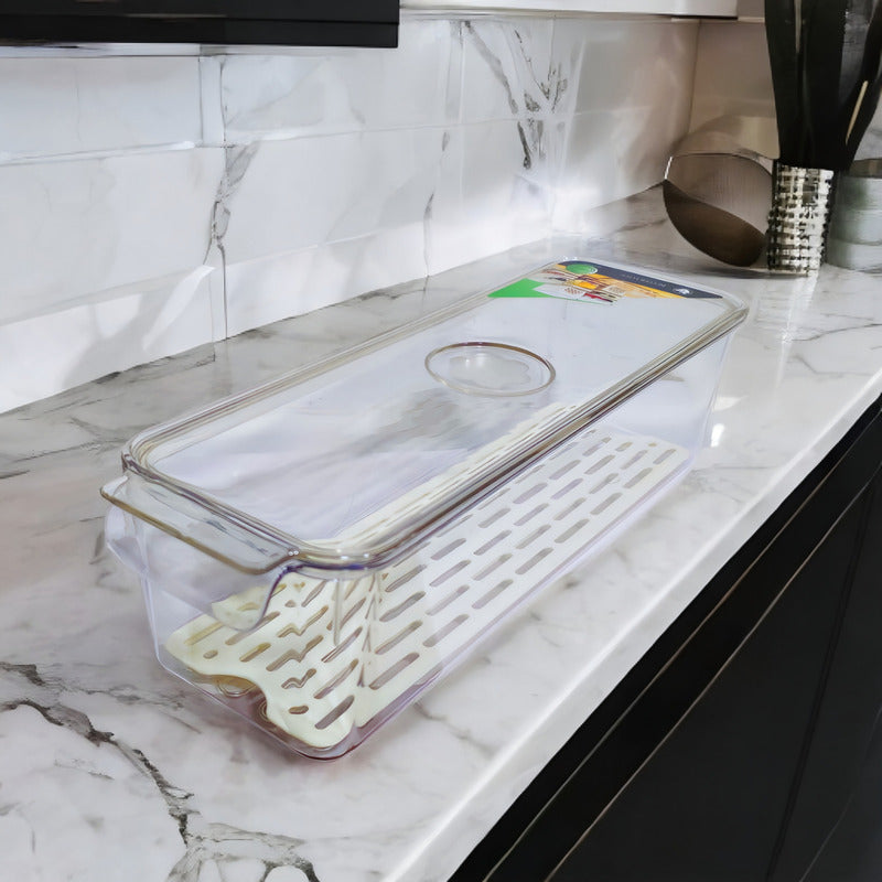 Organizador Refrigerador Contenedor Acrílico Con Tapa Fresco