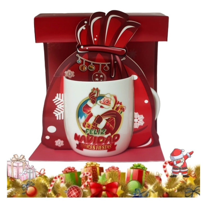 Taza De Navidad Con Tapa Santa Claus Tazón Navideño Cartoon