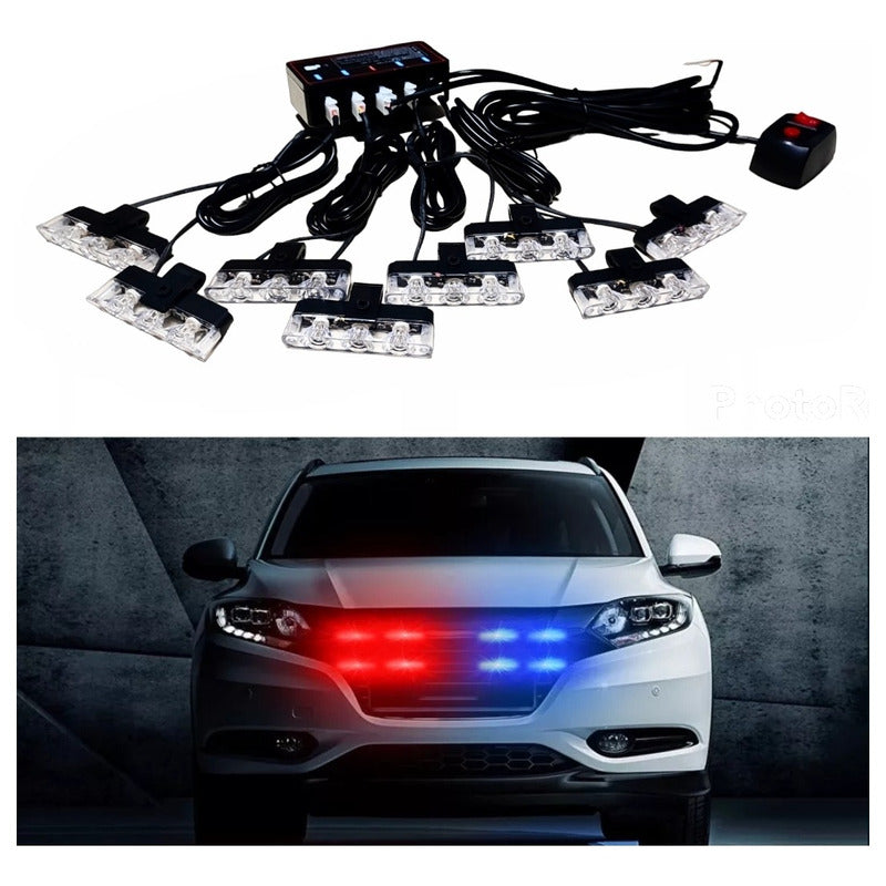 Set Baliza De Parachoque 24led Estrobo Multifunción+ Control