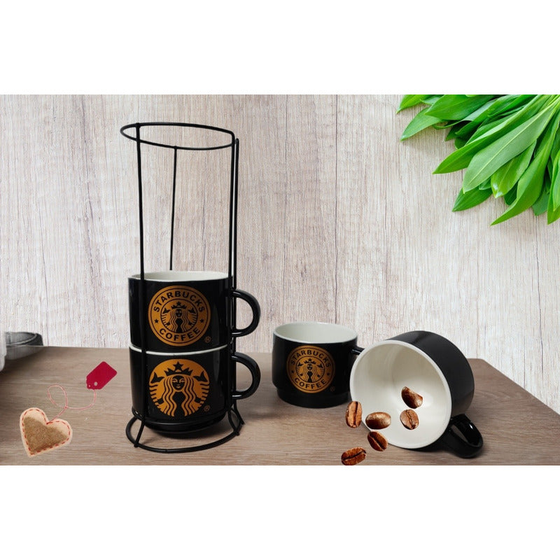 X4 Set Tazas Mug Tazón Gato Chi Apilables 7cm + Soporte /r&c