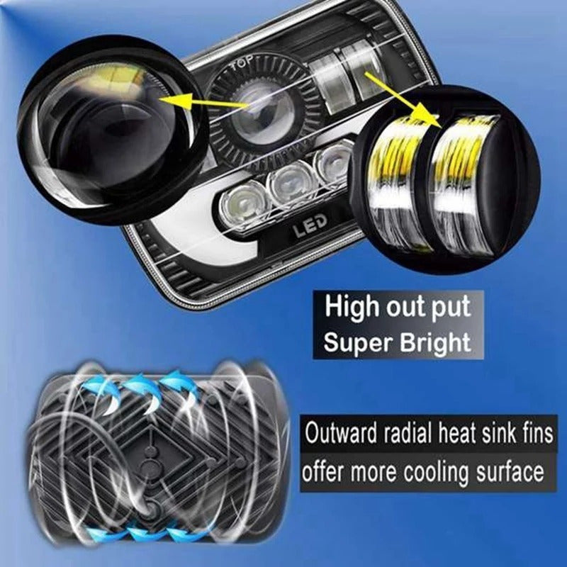 Foco Led Óptico 7x6 Intermitente 5x7 Embutido X2 Par Ah/r&c