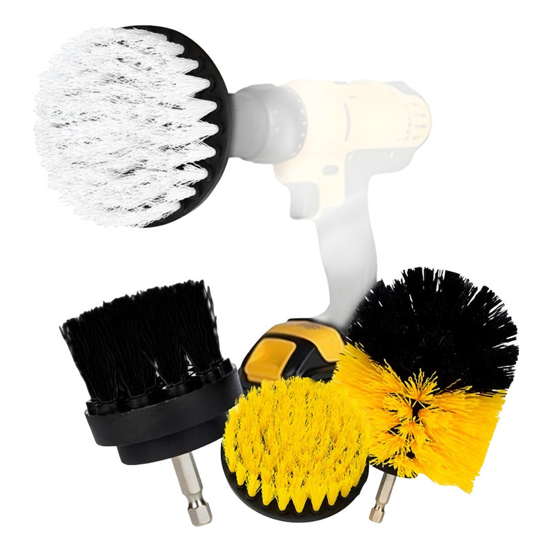 Kit Lavado De Auto 4 Cepillos Cn Broca Para Taladro Limpieza