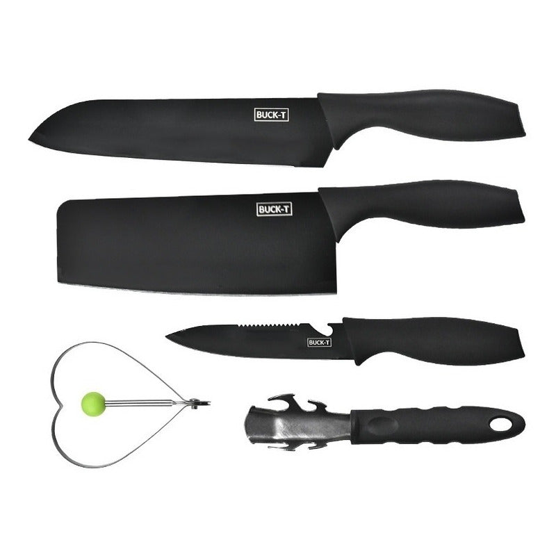 Set De Cuchillos De Cocina 5 Piezas Negro Kit 5 En 1 /ryc