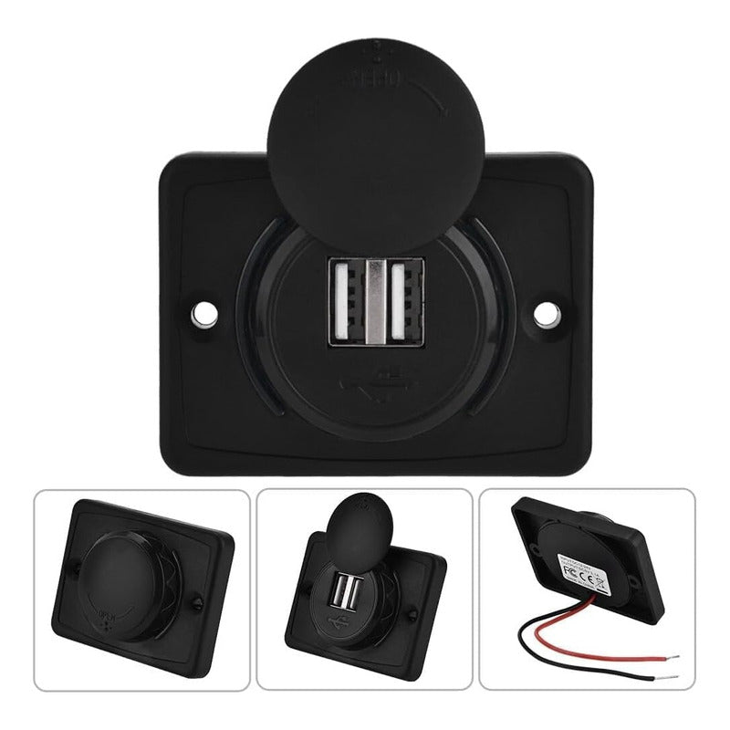 Cargador Usb Dual Sobrepuesto Cubierta Protector 2.1a 12-24v
