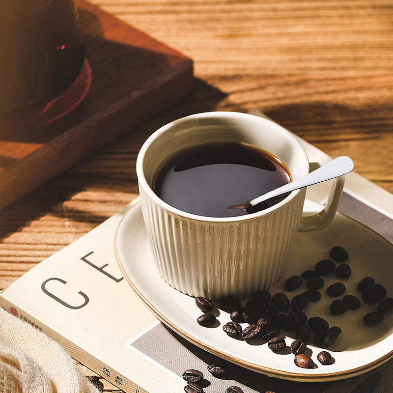 X6 Cuchara De Café Té Postre Acero Inoxidable Elegante 12.5c