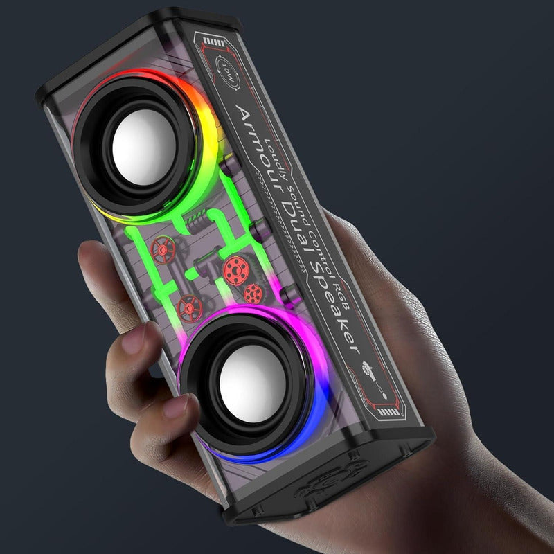Parlante Bluetooth Doble, Transparente Con Luz Portátil /ryc