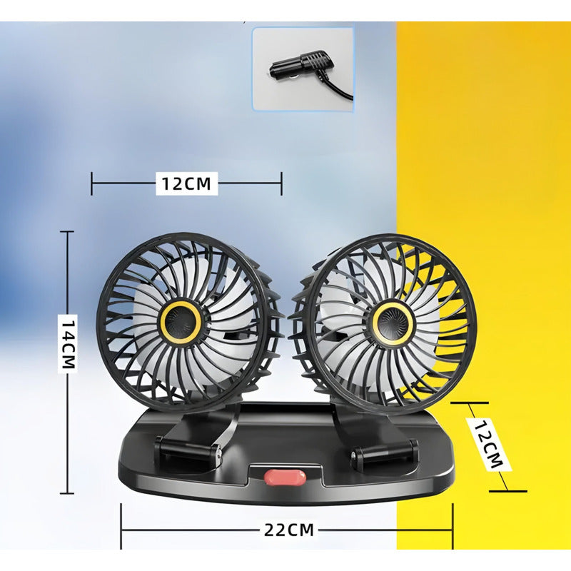 Ventilador Doble Para Auto 360° Conexión 12v Encendedor/ Ryc