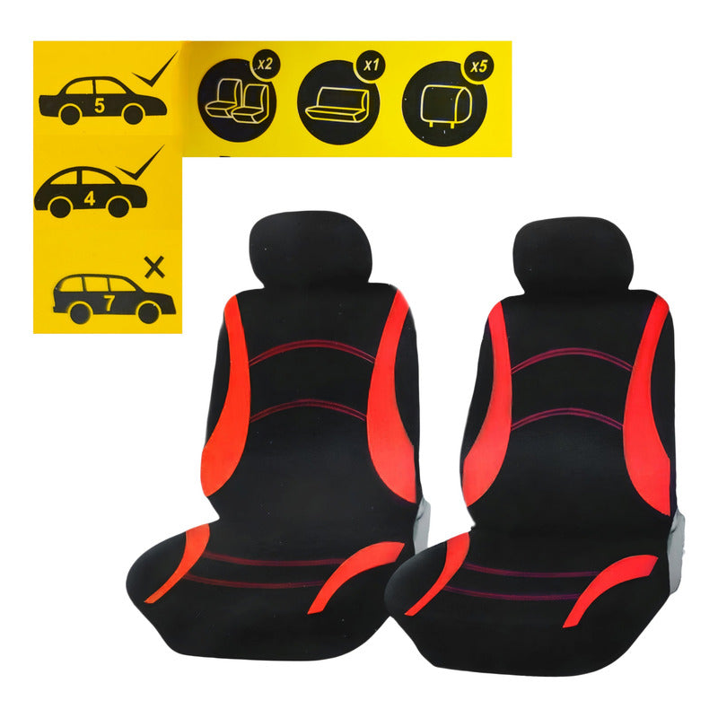 Set Funda Cubre Asiento Auto Universal Negro Entero 9pcs