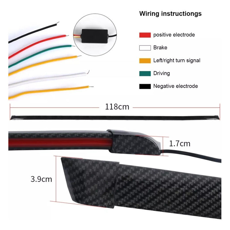 Alerón Lip Spoiler Maleta Con Luz Freno Secuencial Auto Tuni