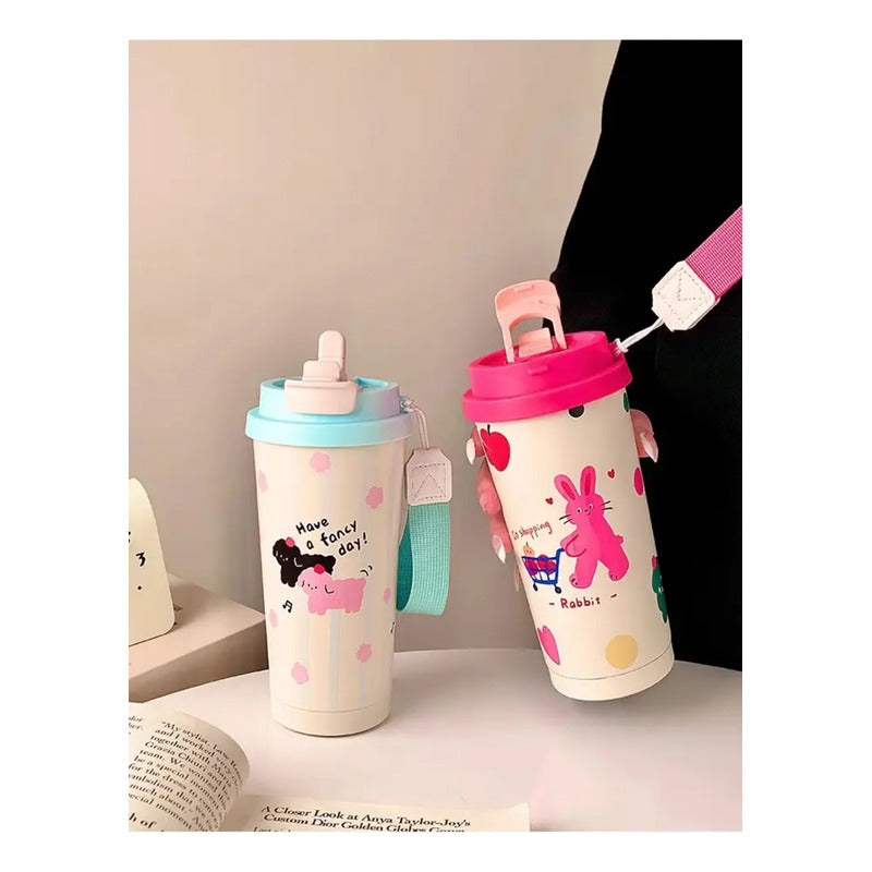 Termo Kawai Botella Térmica Frío Caliente Portátil 500ml 2e1
