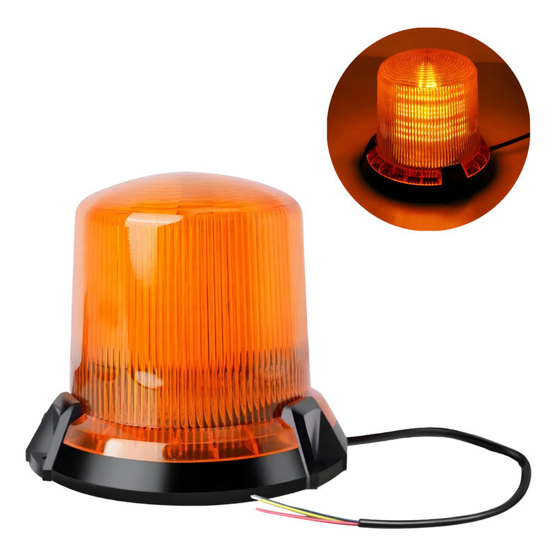 Baliza Led Ambar 2modos Luz 360 Y Strobo Cn Imán 12-24v /r&c