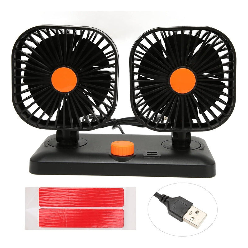 Ventilador Doble Usb Auto Casa Oficina 360° Rotación /r&c