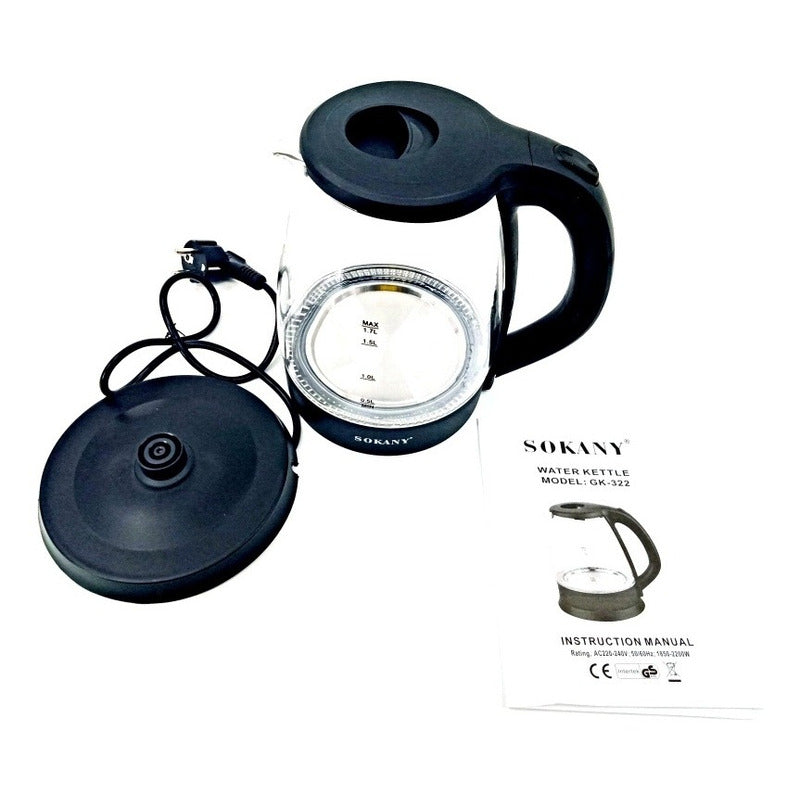 Hervidor Eléctrico Vidrio Transparente Luz Led Calentador