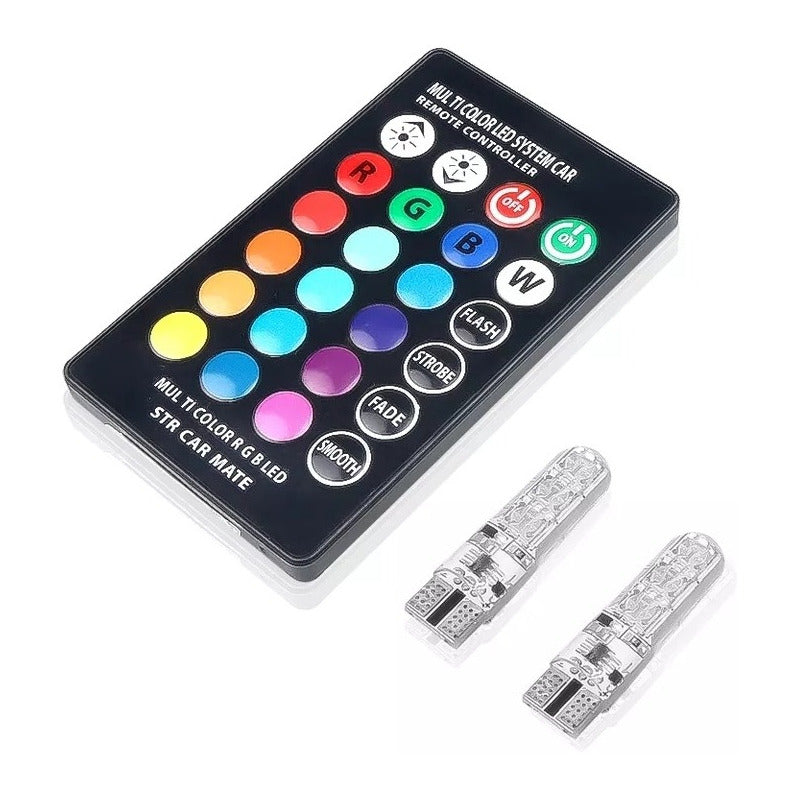 T10- Cola De Pescado Led Cob Rgb Multicolor + Control / R&c