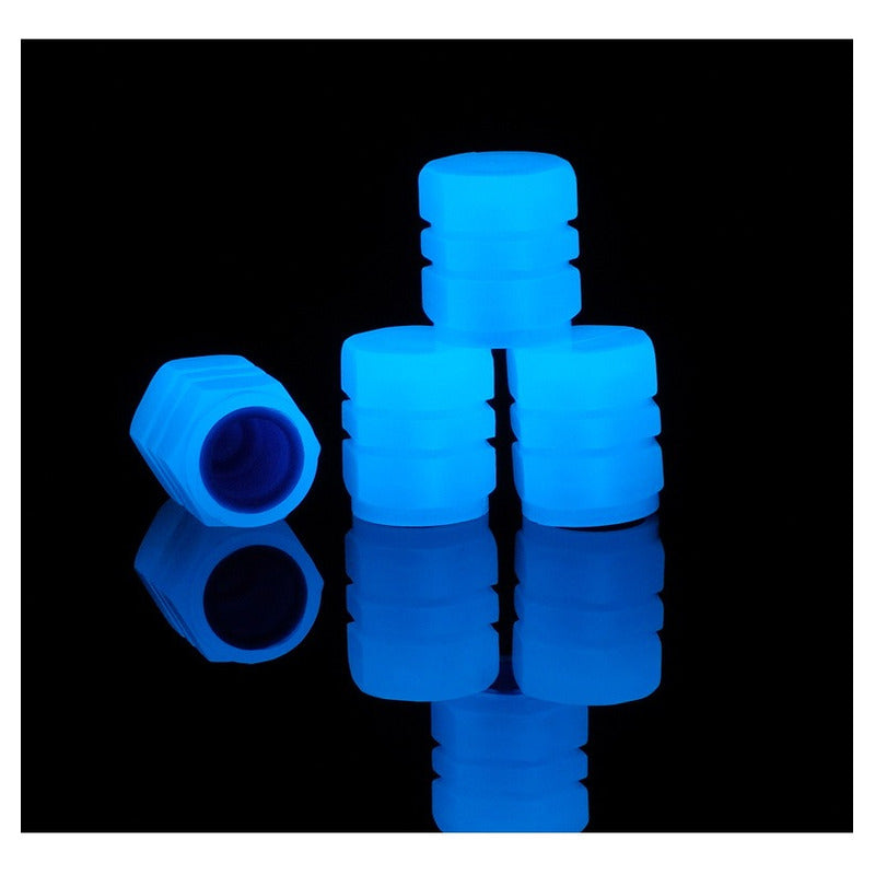 Set X4 Tapa Válvula Flúor Auto Moto Bici Universal Luminosa