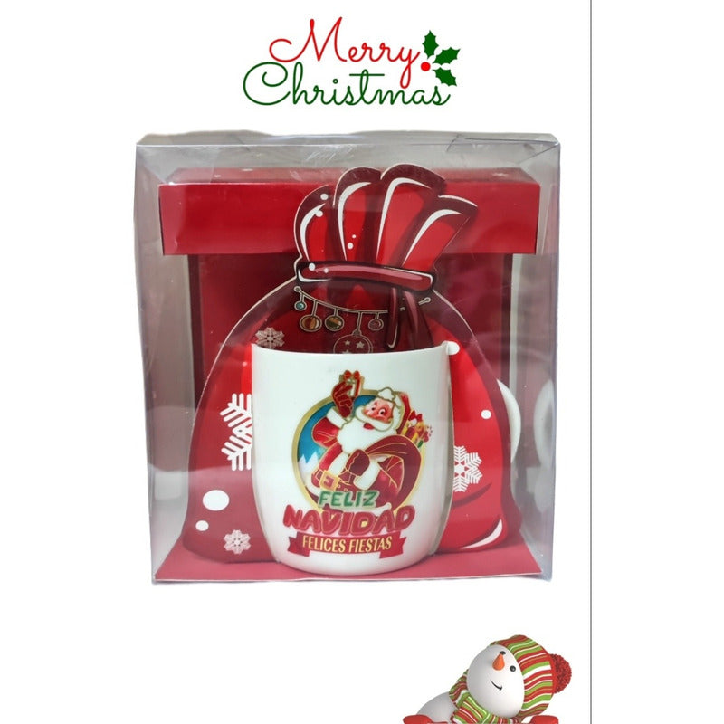 Taza De Navidad Con Tapa Santa Claus Tazón Navideño Cartoon