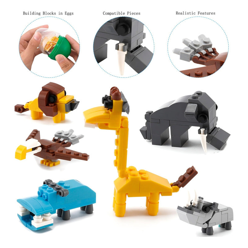 Set 6 Huevos Sorpresa Animales De Mini Bloques Construcción