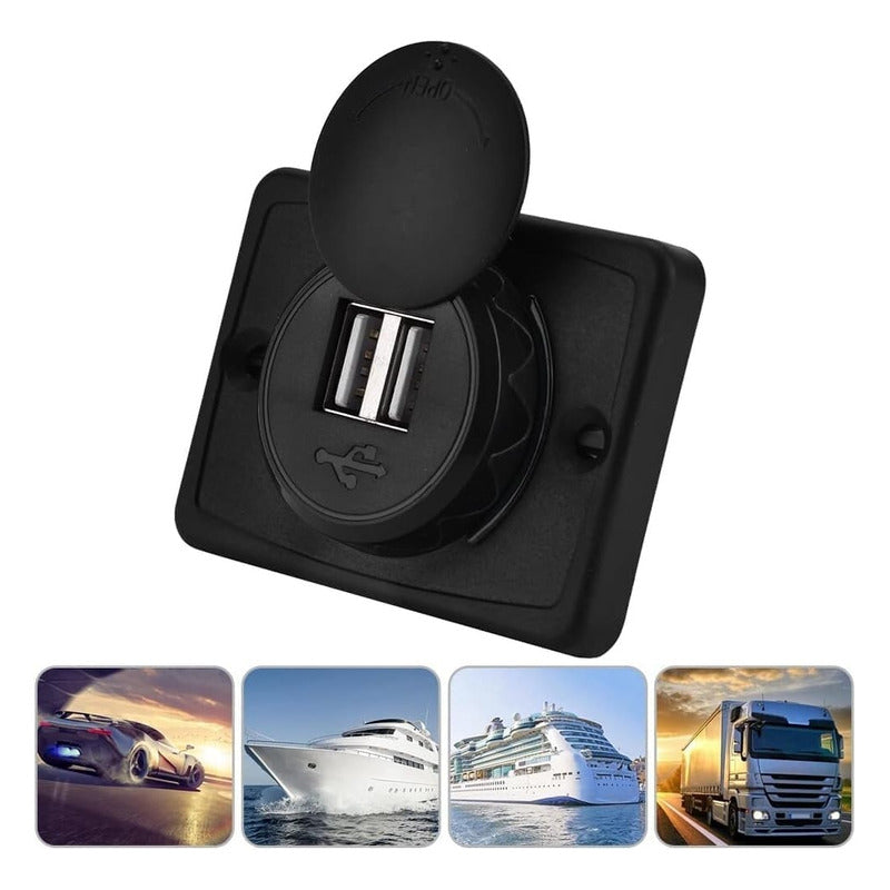 Cargador Usb Dual Sobrepuesto Cubierta Protector 2.1a 12-24v