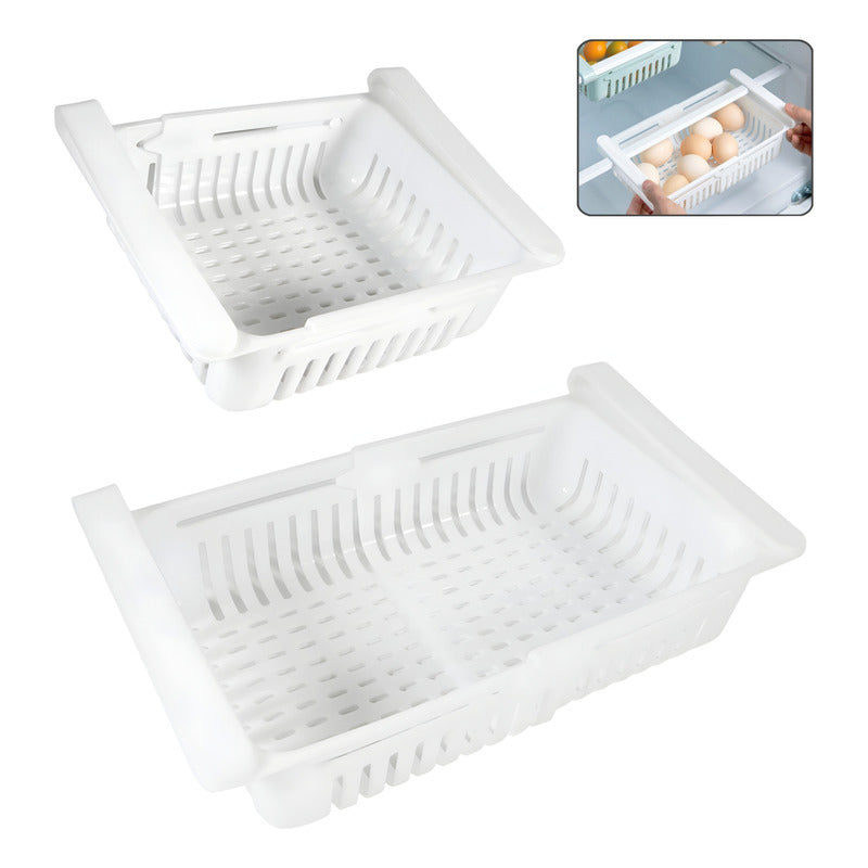 X2 Cesta Organizar Refrigerador Cocina Retractil Telescópic