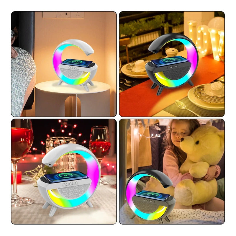 Parlante Bluetooth Cn Cargador Inalámbrico + Lámpara Led Rgb