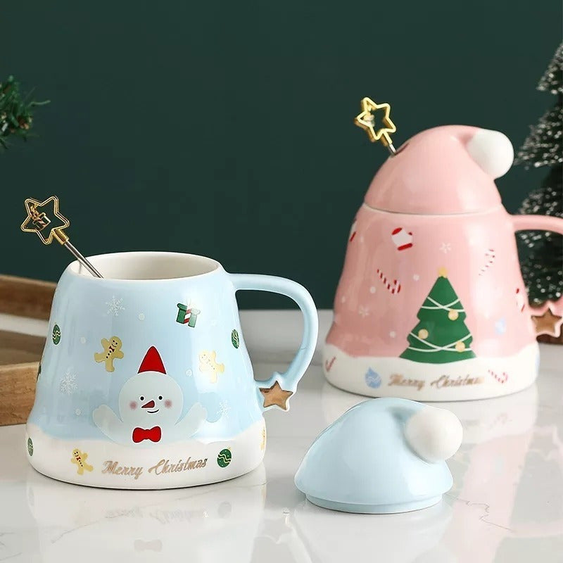 Taza De Navidad, Mug Decorativa Forma Gorro Pascuero +mezcla