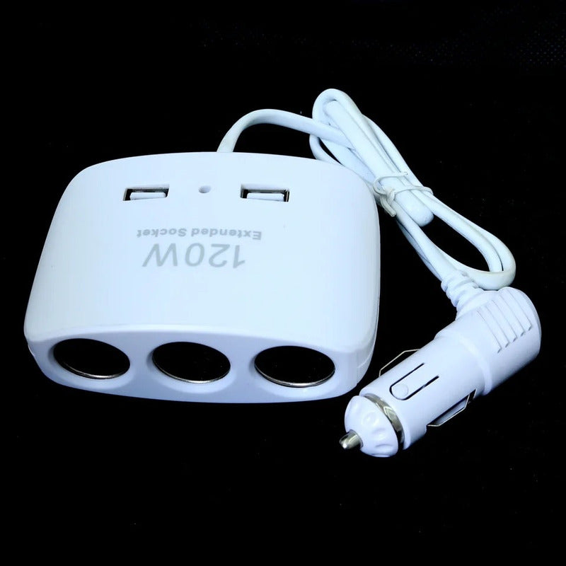 Encendedor Triple Adaptador +2usb 120w 12-24v Splitter Encen